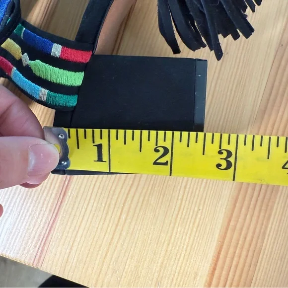 Schutz Heeled Sandals Embroidered with Tassels Boho 8.5 - Picture 8 of 9